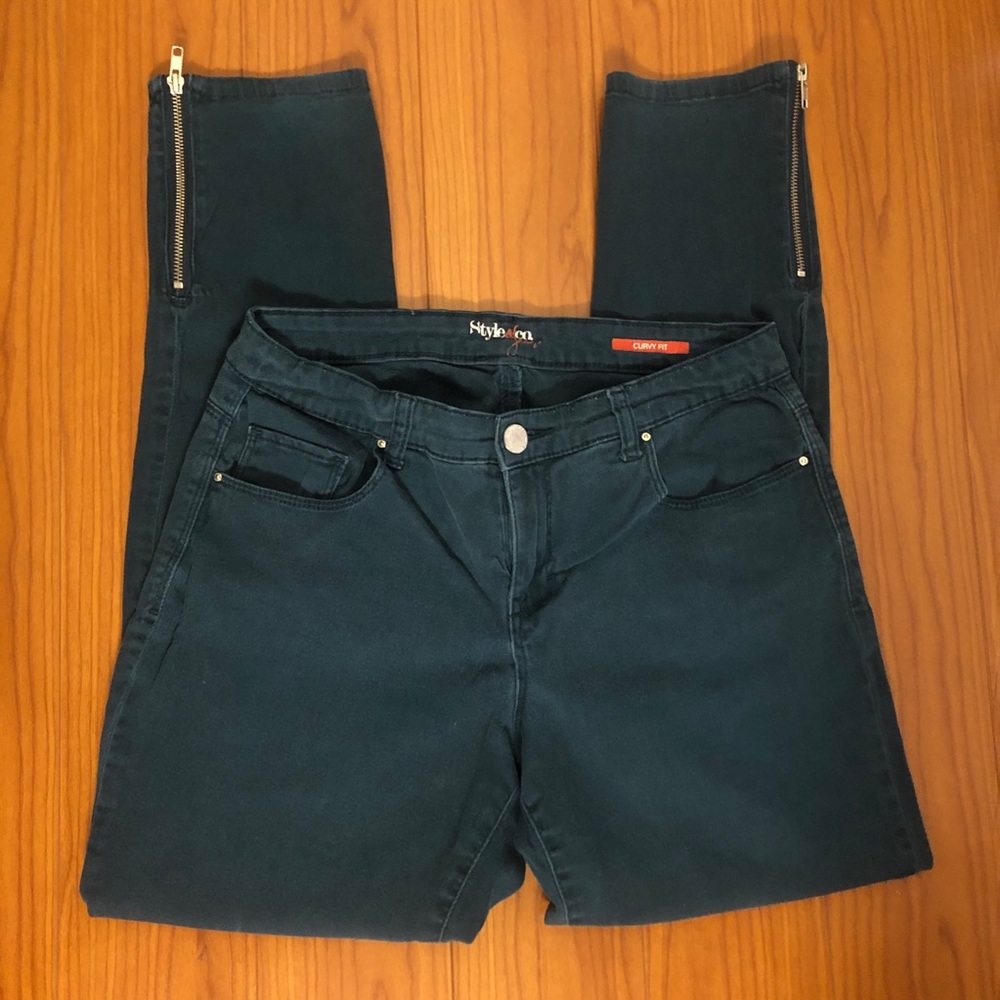 Teal Green Curvy Fit Skinny Jeans